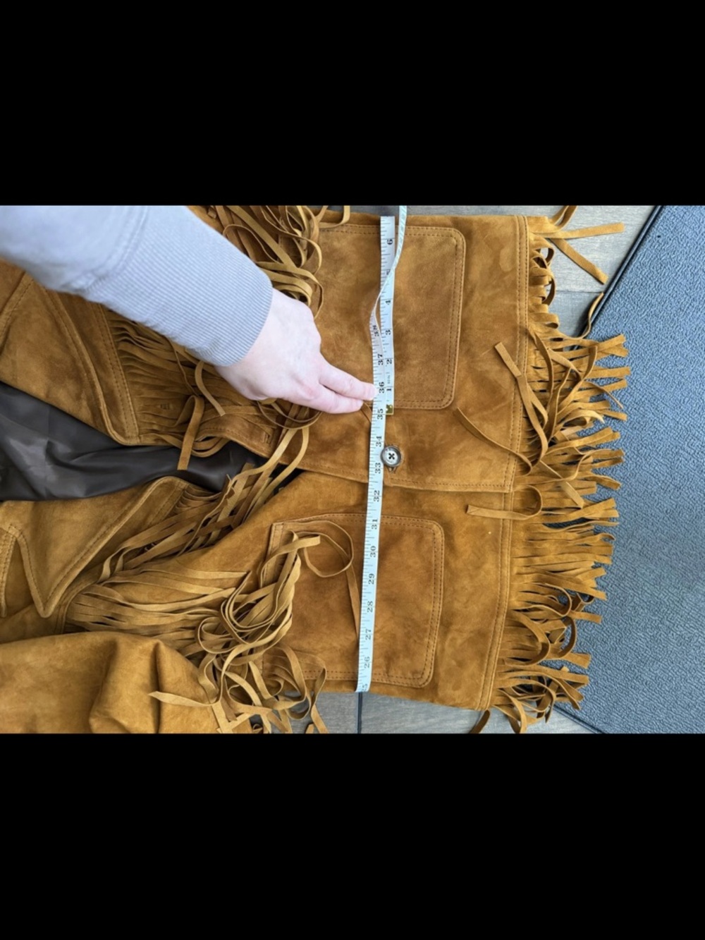 Fringe Suede Jacket in Cognac Brown - Women's Outerwear - Picture 14 of 14